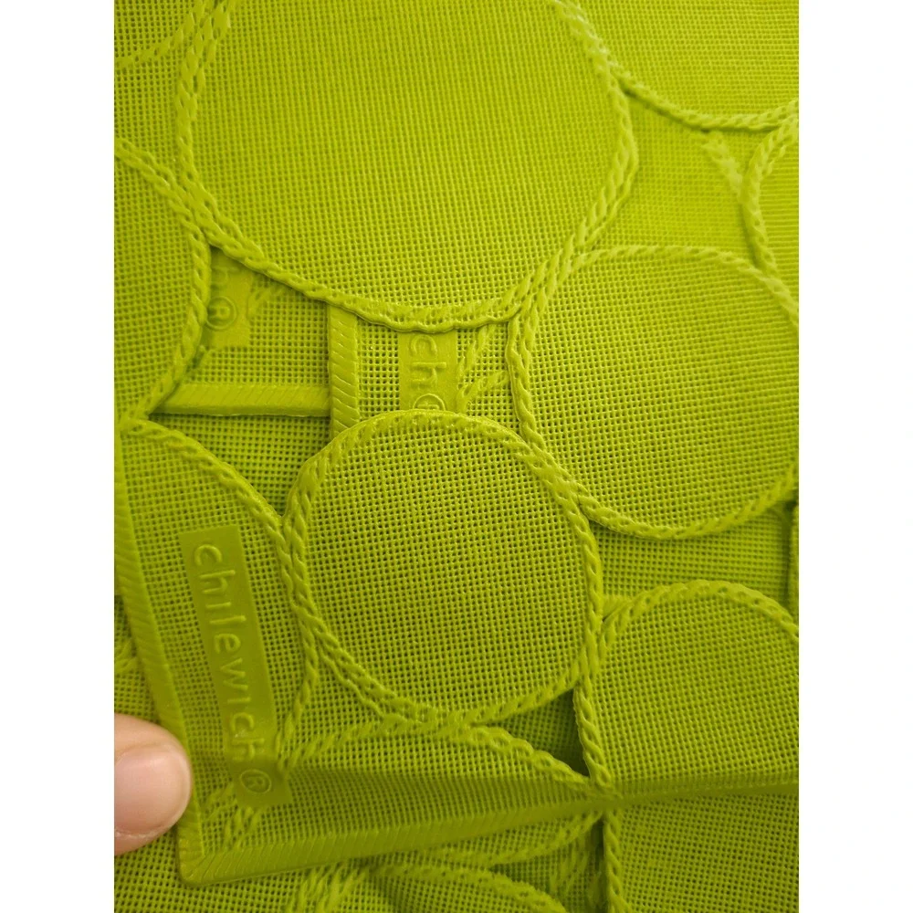 Chilewich Confetti Placemats Set of 10 Lime Green Modern Circle Vinyl Mesh
